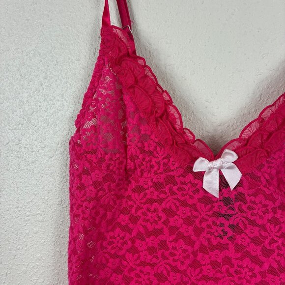 Victoria’s Secret Ruffled Sheer Lace Babydoll Lingerie Slip Dress Sz M Coquette - Picture 3 of 7